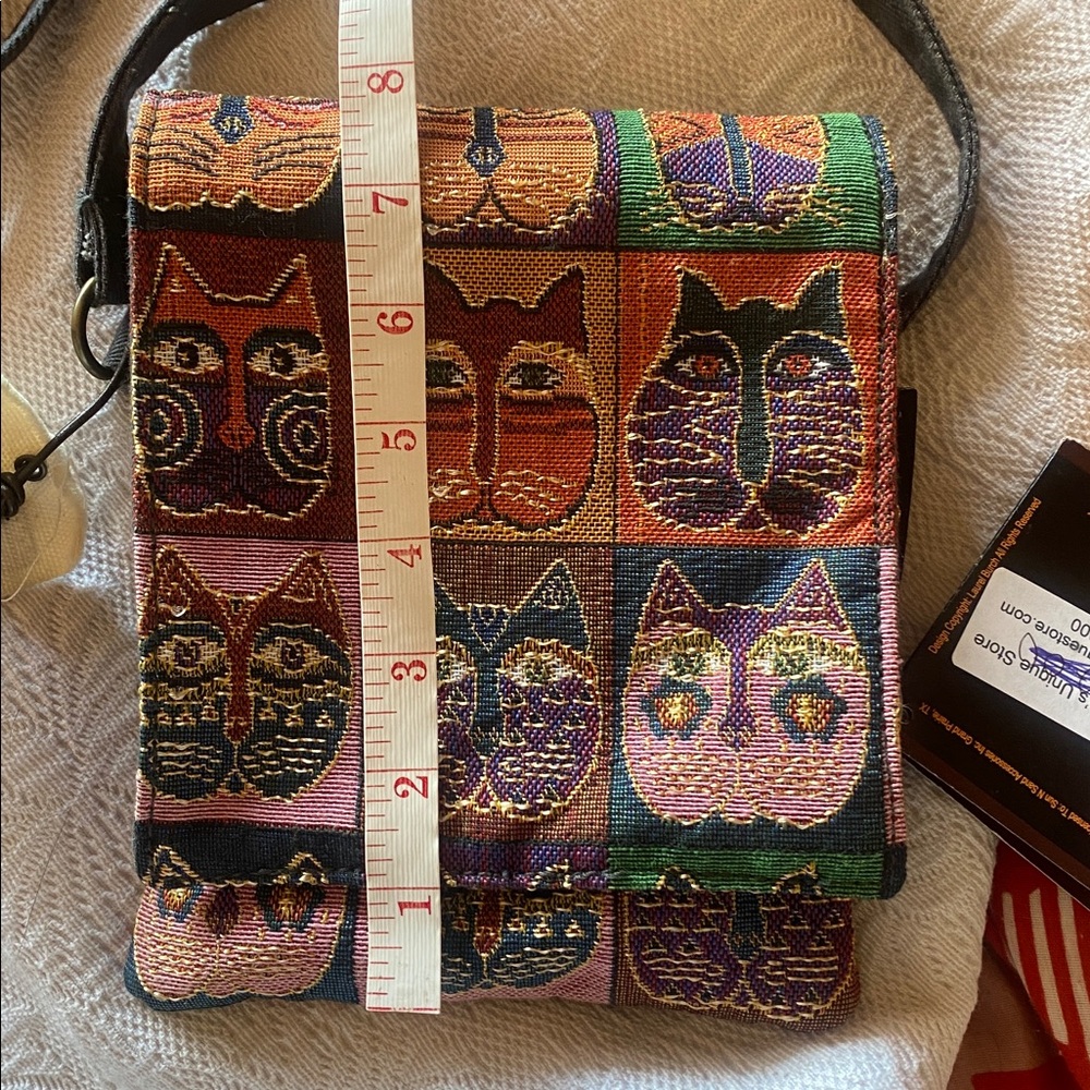 Laurel Burch NWT Tapestry Cat 🐈 Print 6” x 8” Lined Crossbody Bag - Picture 12 of 13
